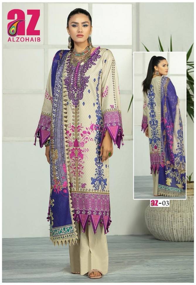 Zoohra Vol 1 By Alzohaib Luxury Lawn Cotton Dress Material Wholesale Suppliers In Mumbai
